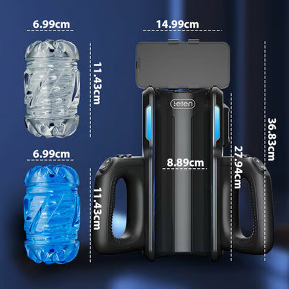 Leten Thrusting-Pro 10種ピストンスピード&強さ 付け替えホール 動画観賞オナニー 携帯ホルダー付き 喘ぎ声搭載 電動オナホール